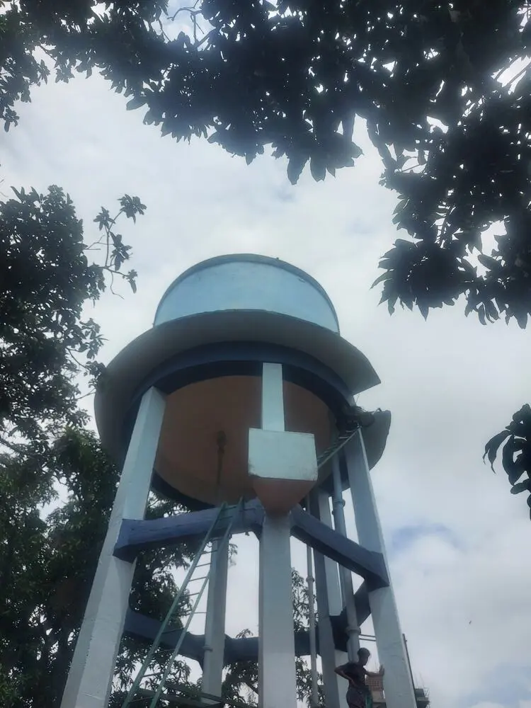 Top of an elevated water tower tank