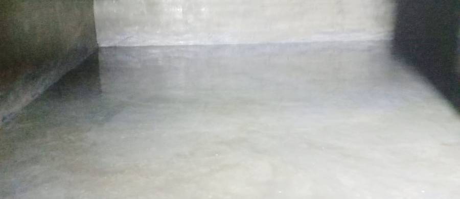Underground tank floor after mechanized cleaning